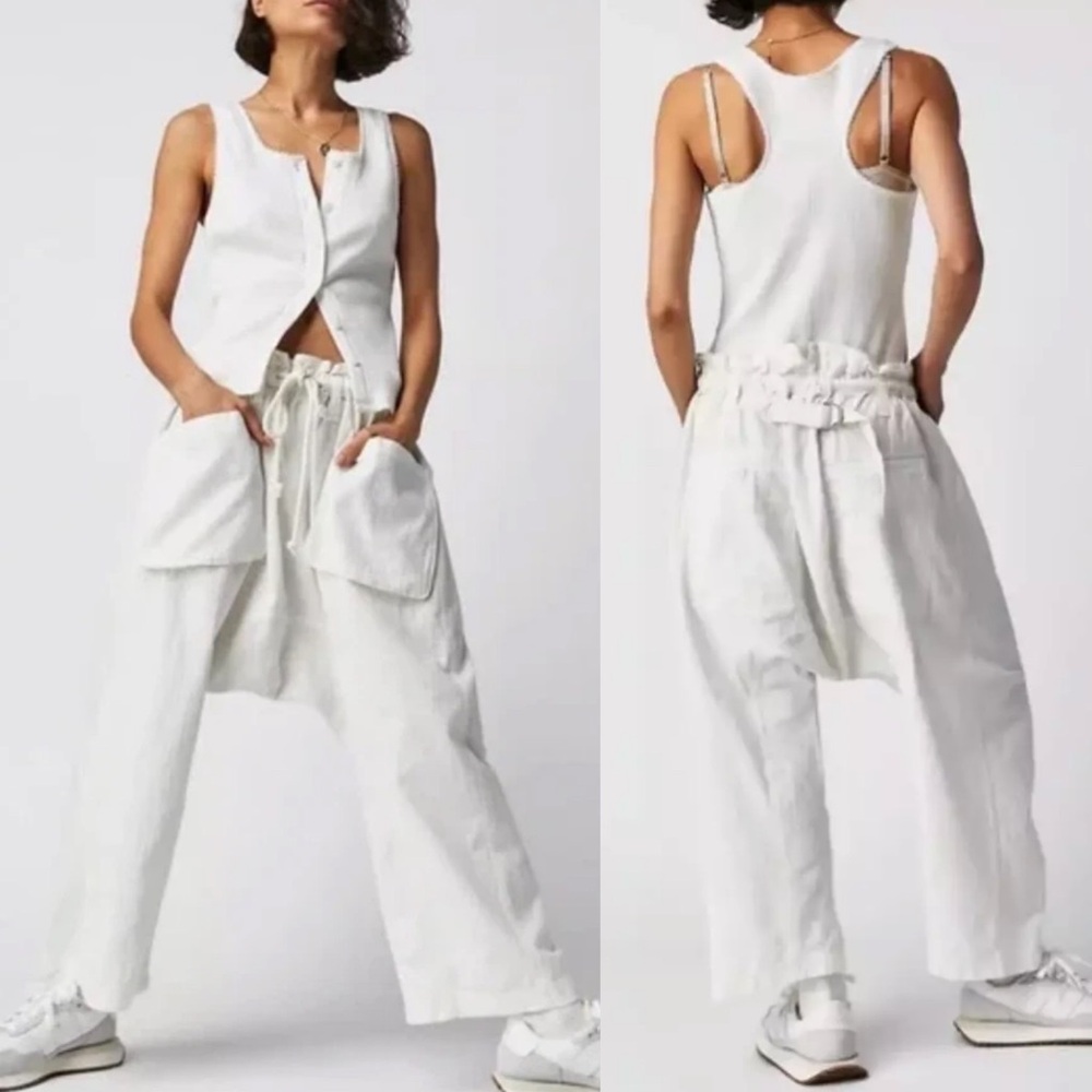 Free People XS NWT Runyon Harem Pants White Summer Cotton